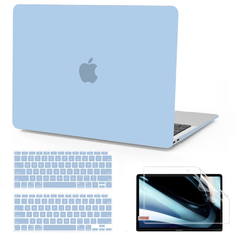 B BELK Compatible with MacBook Air 13 inch Case 2022 2021 2020 2019 2018 A2337 M1 A2179 A1932 Touch ID Matte Plastic Hard Shell Case for MacBook Air 13.3 inch+Keyboard Cover+Screen Protector Airy Blue - Image 1